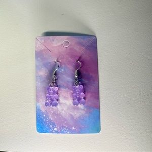 Purple gummy bear stainless steel handmade earrings